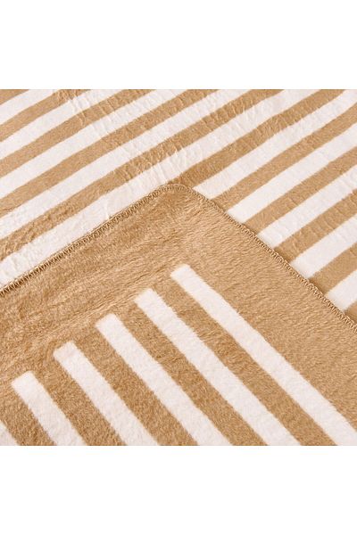 MATMEL Soft Line Cotton Double Blanket - Beige / White - 200X220 cm