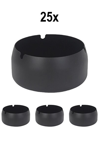 Falconetti 25 Τεμάχια Ατσάλινο Μαύρο 8 εκ. Στρογγυλό Ταμπάκι Καφέ Εστιατόριο Ταμπάκια Τσιγάρων