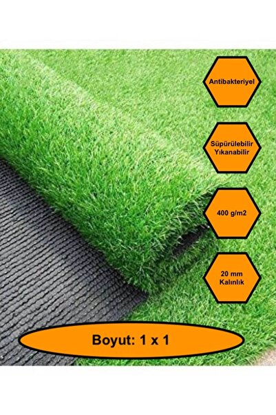 MRT PLASTİK 1X1 metre YAPAY ÇİM HALI, LASTİK TABAN, YEŞİL SUNİ HALI, 20 mm KALINLIĞINDA