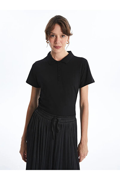 LC Waikiki LCWAIKIKI Basic Ekru Polo Yaka Kadın Tişört