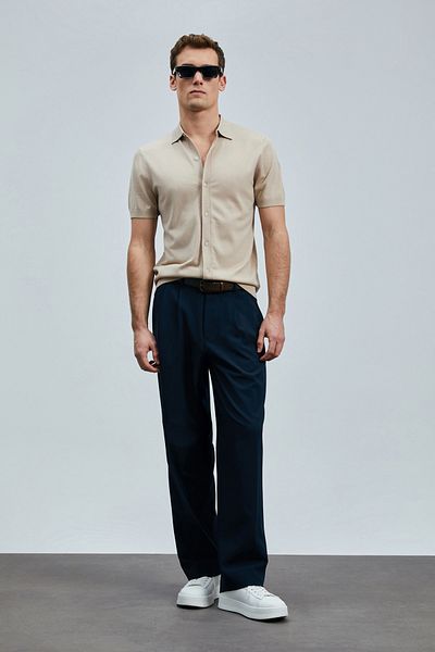Lufian 111090132 Hector Men's Modal Blended Sweater Shirt Men's Shirt Beige