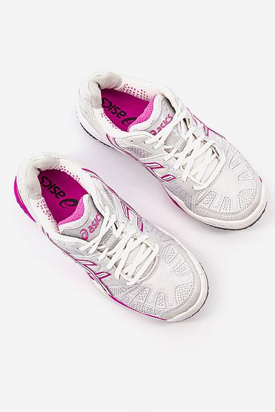 Asics Women Gel,Cyber Speed Lace Up Shoes, Silver and White and Pink