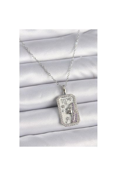 Skygo 316L Steel Silver Color Virgo Zodiac Sign Zircon Stone Women's Necklace - Tj-Bko9457
