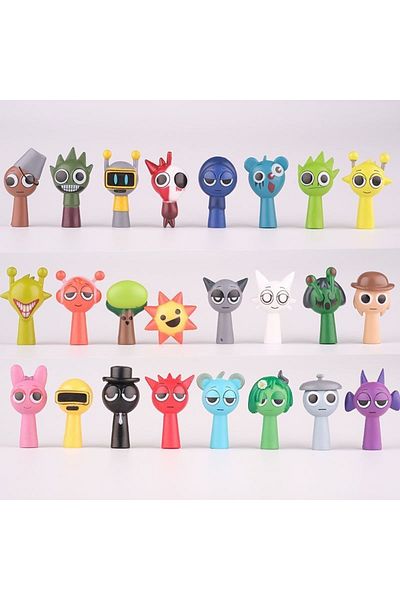 BANDAI 5cm Opp Bag 24pcs/set Anime Game Sprunki Mini Figure Pvc Model Toys Sprunki Pvc Action Figure Model