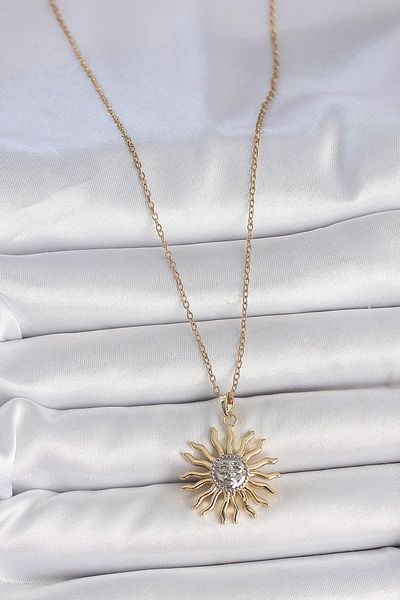 Dazzlecave 316L Stainless Steel Sun Face Necklace – Symbol of Light and Wisdom