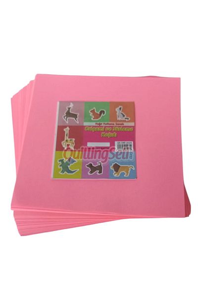 quilling 20cm Origami Paper, 100 Pieces 20cm X 20 cm Neon Pink Color Origami Set, 100 Origami Pack