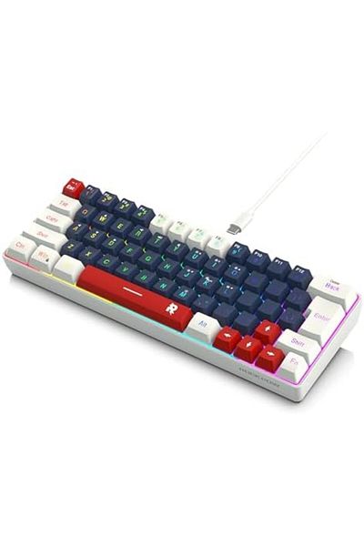 ROCK POW 60% Wired Gaming Keyboard, RGB Backlit Ultra-Compact Mini Keyboard, Waterproof Small Compac