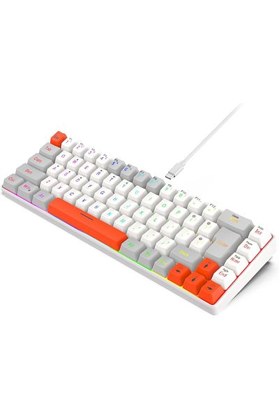 ROCK POW 60% Wired Gaming Keyboard, RGB Backlit Mini Keyboard, Waterproof Small Ultra-Compact 68 Key