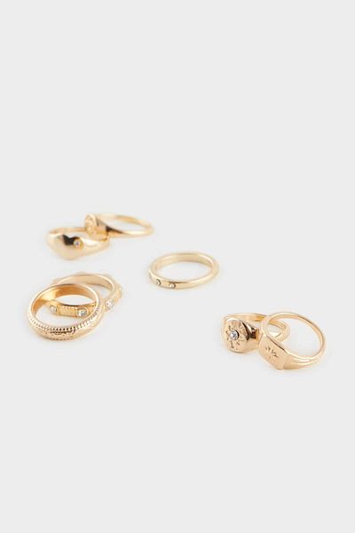 DeFacto Women's 7-Piece Gold Ring F1325Axns