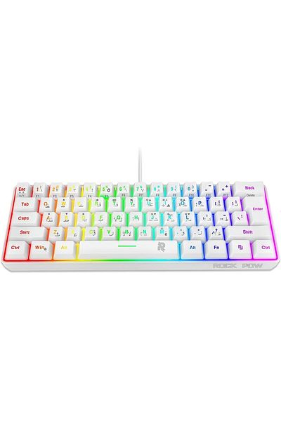 ROCK POW Wired Gaming Keyboard 60% Compact Arabic-English with RGB Backlighting