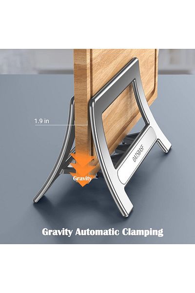 COOYA Cutting Board Holder,Auto Width Adjustable for Countertop Counter Kitchen Cabinet (Silver)