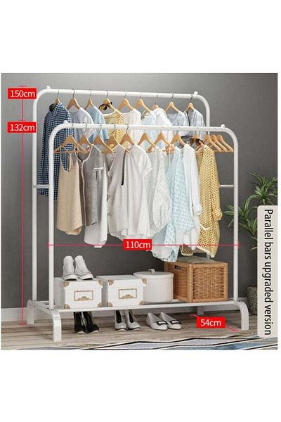COOYA Metal Clothing Rack,Clothes Garment Coat Rack with Bottom Shelf for Hanging Skirts,Sweaters (White)