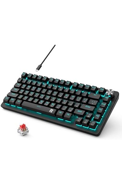 ROCK POW Gaming Keyboard 70% Size by ROCK POW, Mechanical 82 Keys Arabic and English with Backlight