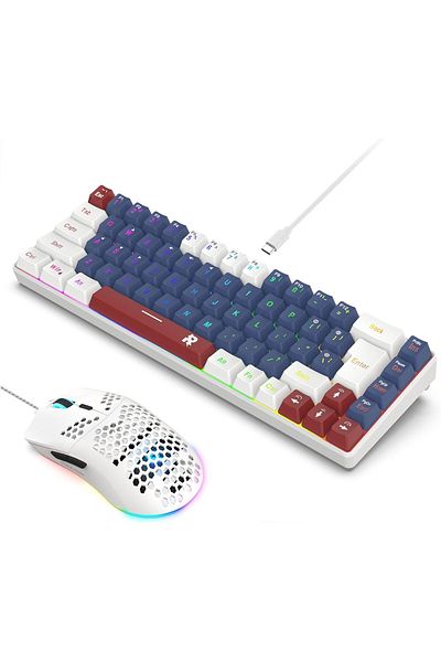 ROCK POW مجموعة لوحة مفاتيح الألعاب السلكية 60% وماوس الألعاب RGB