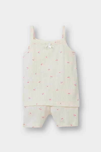 DeFacto Baby Girl Pajama Set Fruit Patterned Suspender Rib Top Shorts E4654A525Hs