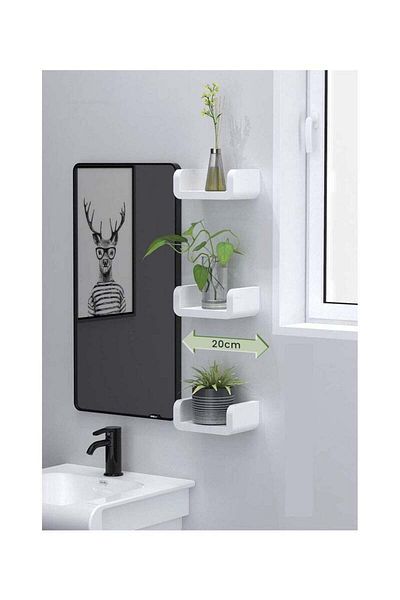COOYA 6.6 Inch Bathroom Shelf, Self - Adhesive Wall Shelf, Non - Drilling Organizer