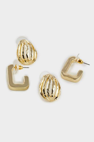 DeFacto Women's 2-Piece Gold Earrings F1403Axns