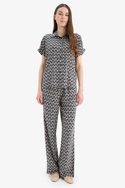 DeFacto Regular Fit Patterned Pocket Straight Leg Trousers D8844Ax25Sp