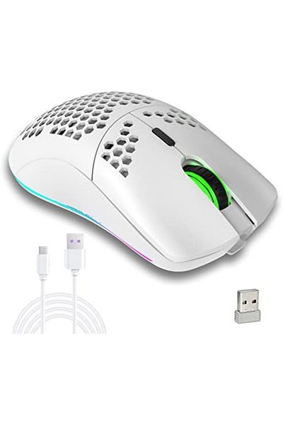 airbee Aerbee Wireless Gaming Mouse, Honeycomb Hollow Design Ergonomic Wireless Mouse with Backlight, 6 But