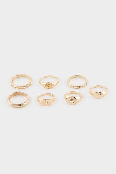 DeFacto Women's 7-Piece Gold Ring F1325Axns