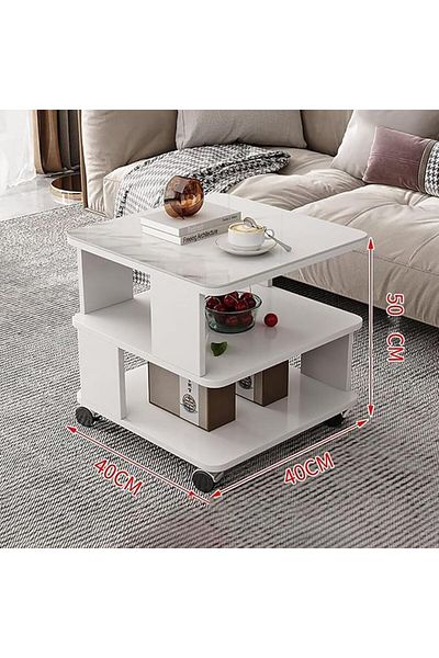 COOYA Multifunctional Michacose Coffee Table Simple Modern Design Sofa Side Tables Solid Wood Storage