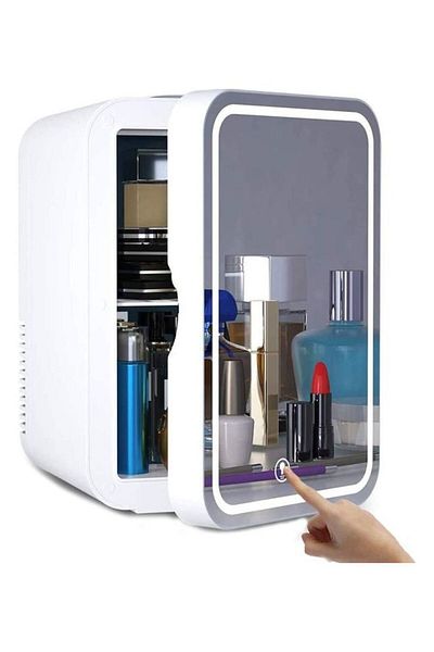 COOYA Mini Makeup Beauty Fridge with Mirror 4 L Fridge3245 White for Skincare Products and Beverages