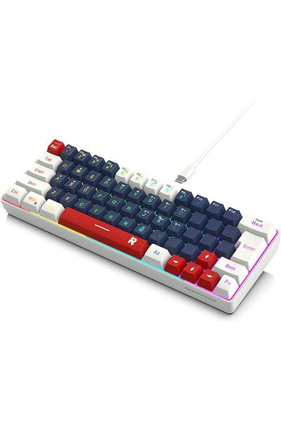 ROCK POW 60% Wired Gaming Keyboard, RGB Backlit Ultra-Compact Mini Keyboard, Waterproof Small Compac