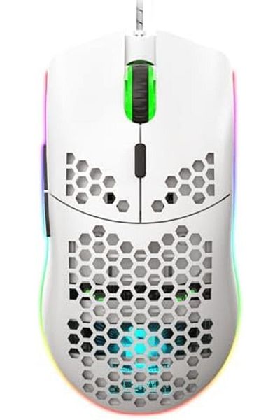 ROCK POW Gaming Mouse, Honeycomb Design, RGB Backlight, Wired Mouse with 8000 DPI Optical Sensor