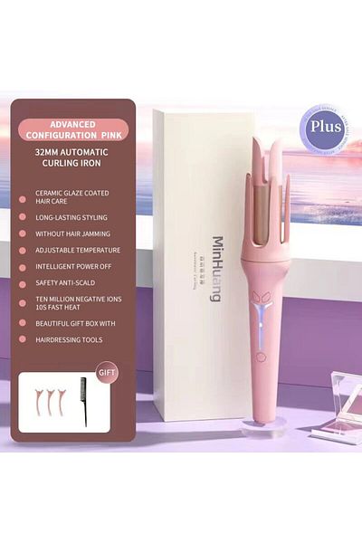 Choice EU pink with box Automatic Curling Iron 32 mm Big Roll Anion Ceramic Hair Curler 4-Speed Adjustable