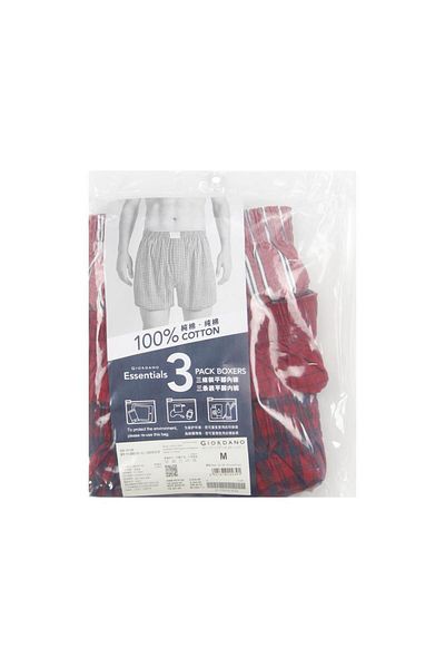 Giordano Men's Cotton Poplin Regular Fit Boxers 3pcs Pack