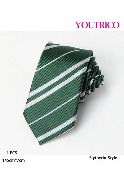 Youtrico Harry Potter Style Vintage Striped Tie – Gryffindor, Slytherin, Ravenclaw, Hufflepuff Style
