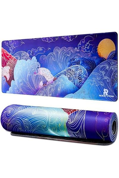 ROCK POW لوحة ماوس ألعاب كبيرة بسطح مضاد للانزلاق، 800 × 300 × 3 مم، قاعدة مطاطية سميكة