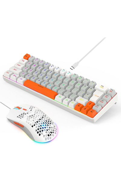 ROCK POW Gaming Keyboard and Mouse Combo, 60% Design with RGB Backlight