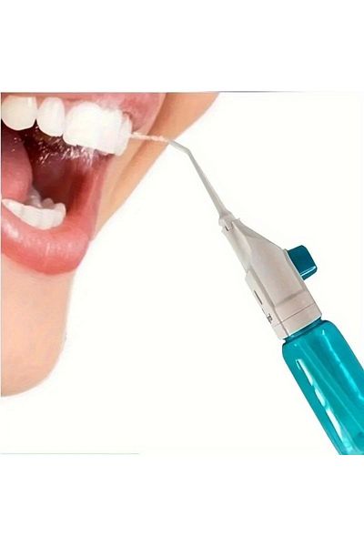 Choice Blue Portable high-pressure oral irrigator - manual tooth cleaner with grip, nozzle attachment for g