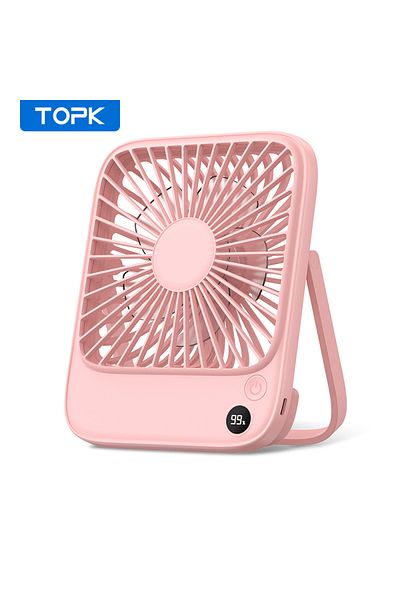 Choice Pink 4600mah TOPK Rechargeable Portable Fan Electric Mini fan for Camping,4600mah Battery USB Desk F