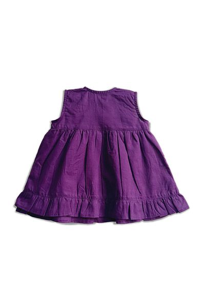 KeeBee Organic Cotton Birdcages Embroidered Girls Purple Wrap Dress