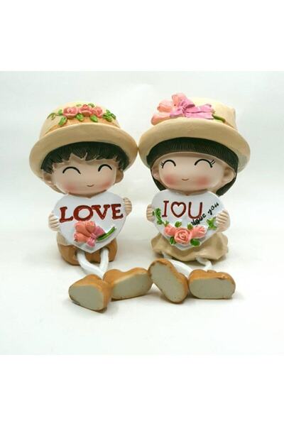 Elioure Sallanan Ayaklı ve Şapkalı Çift Biblo, Beyaz Dekorasyon Figürleri