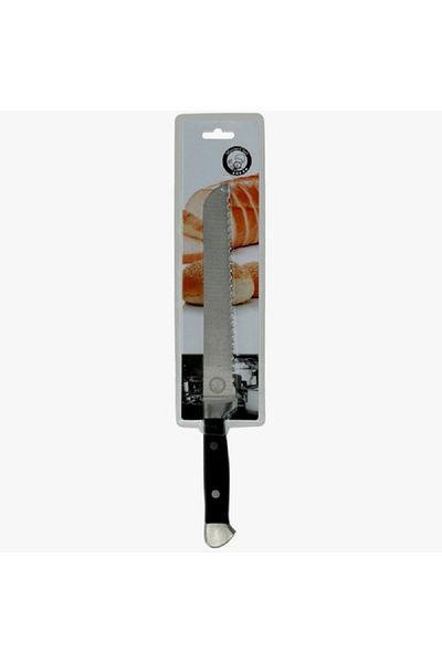 Hatchen High Quality Wooden Handle Bread Knife Silver and Black