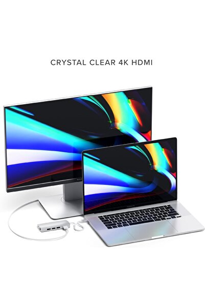 Satechi محول USB C Hub متعدد المنافذ 8 في 1 الإصدار 2 مع HDMI بدقة 4K، وشحن PD بقوة 60 وات، و3 منافذ USB-A، وإيثرنت، وميكروفون