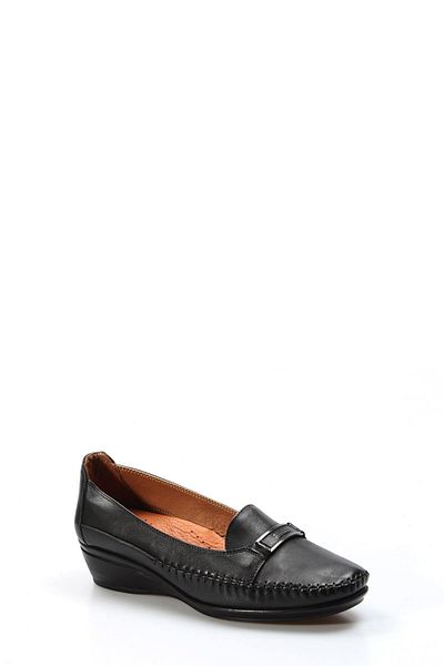 Ayakkabıhane Genuine Leather Inside and Outside Black Women's Comfortable Heeled Casual Shoes Ah07359261211