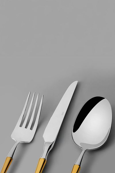 Nehir Marbella Gold Simple 12-Person 72-Piece Cutlery Set