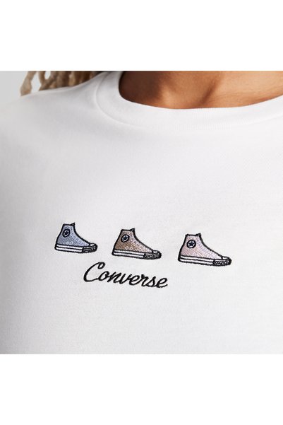 Converse Tricou crem brodat pentru femei High Tops