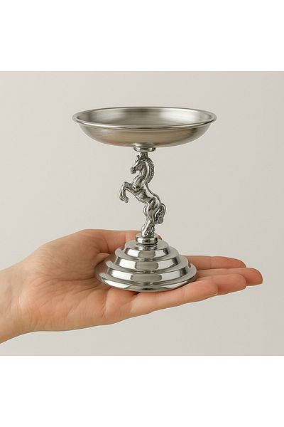 Fiyakalı Ürünler Atölyesi 3-Piece Horse Turkish Delight Container, Tea and Coffee Side Presentation Container, Metal Sugar Bowl, Macaron Holder