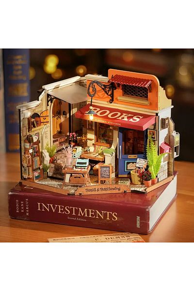 Robotime The Corner Bookstore - DIY 3D Miniature House - 108 Pieces