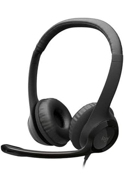 logitech H390 Wired Headset for PC/Laptop, Stereo Headphones with Noise Cancelling Microphone, USB-A
