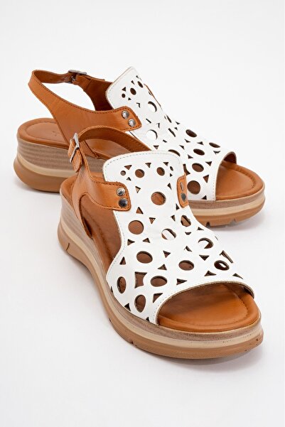 PASSAGE SHOES Women's Genuine Leather Strappy Sandals 6327 White