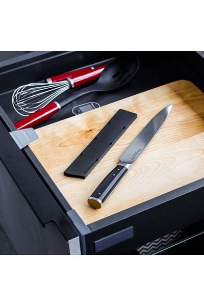 Kitchen High-Carbon Japanese Steel Eastern Style Gourmet Meat Knife with Sheath Silver and Black