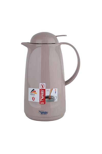 Valk Double Wall Glass Anti-Leakage Wide Mouth Vacuum Flask with Push Cover Light Coffee 1 Liter