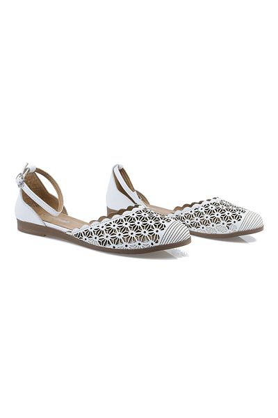 Caspiansea Women's ballet flats, Caspian, Cas-182, casual, natural leather, white, 36