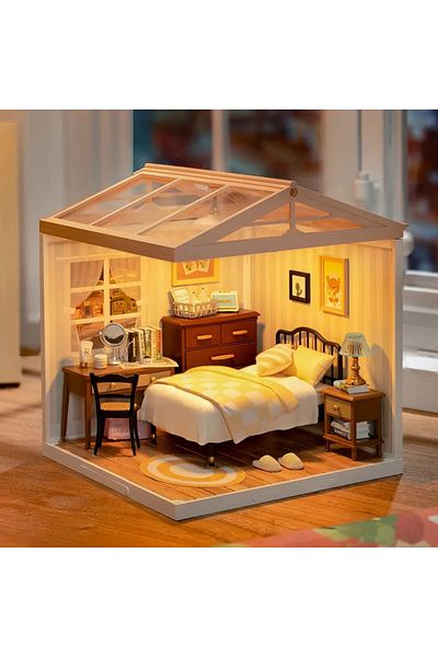 Robotime Vintage Bedroom - 3D Plastic Miniature House - 95 Pieces